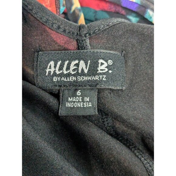 Abstract Pleated Asymmetrical Dress Colorful Art Print Flowy Boho Resort Size 6 - Picture 8 of 14